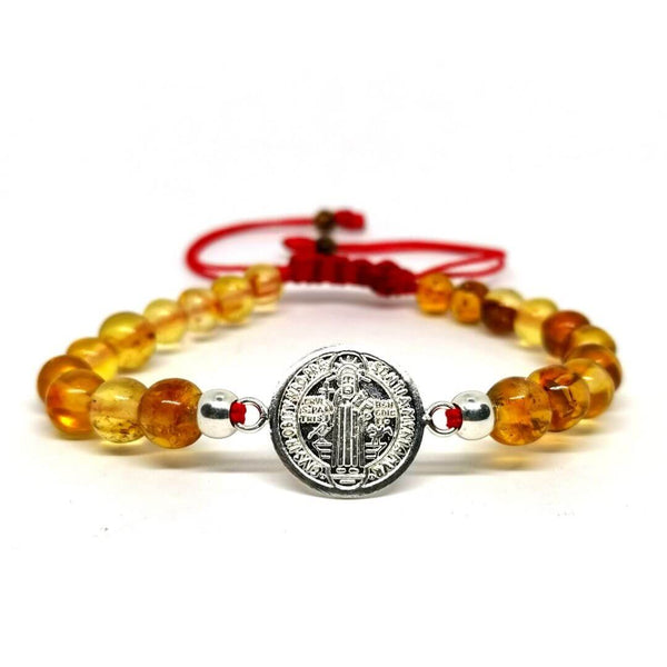 Saint Benedict Bracelet with Chiapas Amber Beads