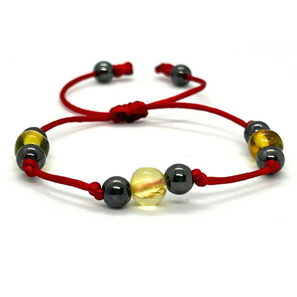 Amber and Hematite Bracelet