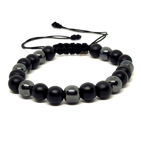 Hematite and Matte Onyx Bead Bracelet