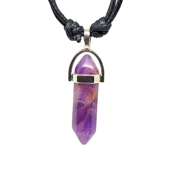 Amethyst Pendant Necklace in Pencil Point Shape