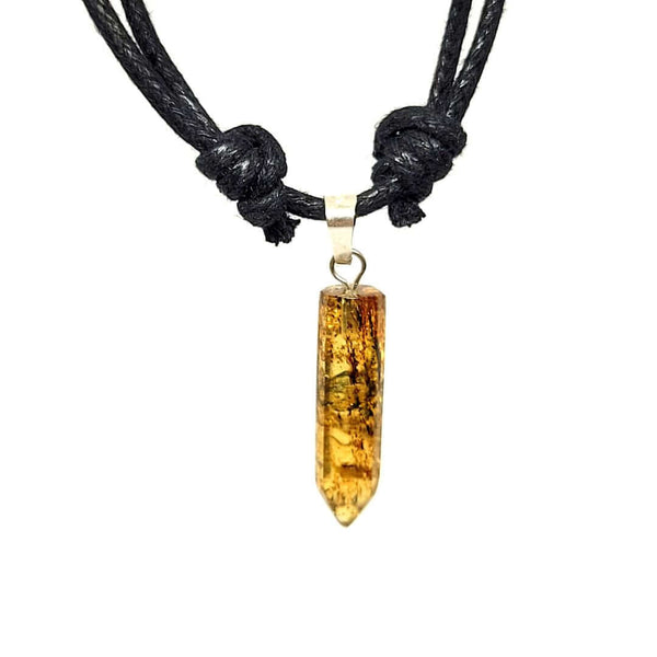 Pencil Point Amber Pendant Necklace