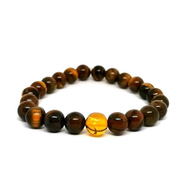 Tiger's Eye Bracelet with Amber Bead