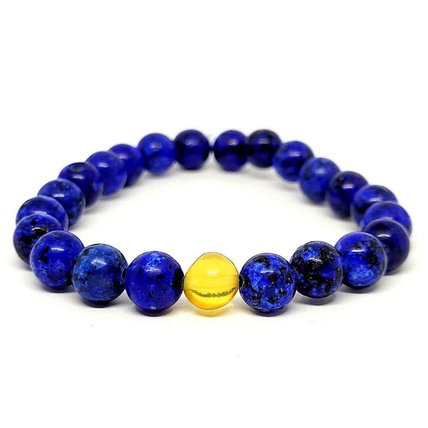 Lapis Lazuli Bracelet with an Amber Bead