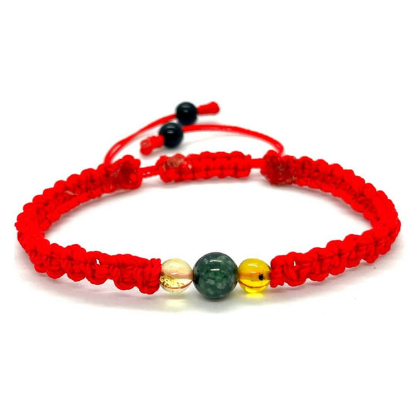 Jade Bead Bracelet with Two Amber Beads