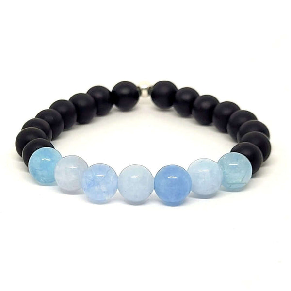 Aquamarine and Matte Black Onyx Bracelet